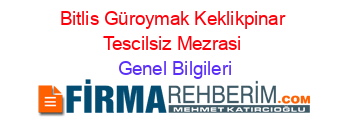Bitlis+Güroymak+Keklikpinar+Tescilsiz+Mezrasi Genel+Bilgileri