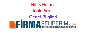 Bitlis+Hizan+Taşli+Pinar Genel+Bilgileri