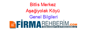 Bitlis+Merkez+Aşağiyolak+Köyü Genel+Bilgileri