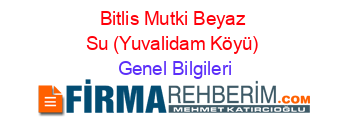 Bitlis+Mutki+Beyaz+Su+(Yuvalidam+Köyü) Genel+Bilgileri