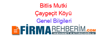 Bitlis+Mutki+Çaygeçit+Köyü Genel+Bilgileri