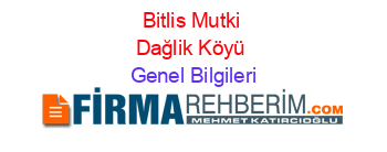 Bitlis+Mutki+Dağlik+Köyü Genel+Bilgileri