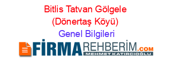 Bitlis+Tatvan+Gölgele+(Dönertaş+Köyü) Genel+Bilgileri