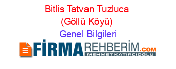 Bitlis+Tatvan+Tuzluca+(Göllü+Köyü) Genel+Bilgileri