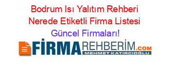 Bodrum+Isı+Yalıtım+Rehberi+Nerede+Etiketli+Firma+Listesi Güncel+Firmaları!