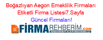 Boğazlıyan+Aegon+Emeklilik+Firmaları+Etiketli+Firma+Listesi7.Sayfa Güncel+Firmaları!