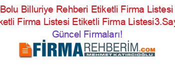 Bolu+Billuriye+Rehberi+Etiketli+Firma+Listesi+Etiketli+Firma+Listesi+Etiketli+Firma+Listesi3.Sayfa Güncel+Firmaları!