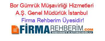 Bor+Gümrük+Müşavirliği+Hizmetleri+A.Ş.+Genel+Müdürlük+İstanbul Firma+Rehberim+Üyesidir!