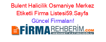 Bulent+Halicilik+Osmaniye+Merkez+Etiketli+Firma+Listesi59.Sayfa Güncel+Firmaları!