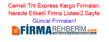 Cameli+Tnt+Express+Kargo+Firmaları+Nerede+Etiketli+Firma+Listesi2.Sayfa Güncel+Firmaları!