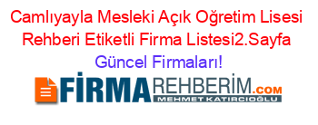 Camlıyayla+Mesleki+Açık+Oğretim+Lisesi+Rehberi+Etiketli+Firma+Listesi2.Sayfa Güncel+Firmaları!