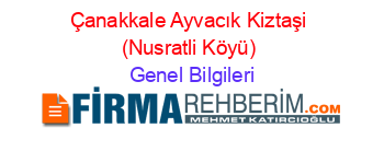 Çanakkale+Ayvacık+Kiztaşi+(Nusratli+Köyü) Genel+Bilgileri