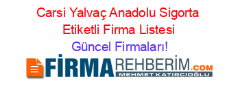 Carsi+Yalvaç+Anadolu+Sigorta+Etiketli+Firma+Listesi Güncel+Firmaları!