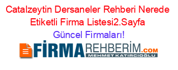 Catalzeytin+Dersaneler+Rehberi+Nerede+Etiketli+Firma+Listesi2.Sayfa Güncel+Firmaları!