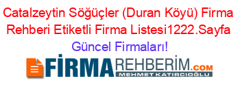 Catalzeytin+Söğüçler+(Duran+Köyü)+Firma+Rehberi+Etiketli+Firma+Listesi1222.Sayfa Güncel+Firmaları!