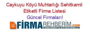 Caykuyu+Köyü+Muhtarlığı+Sehitkamil+Etiketli+Firma+Listesi Güncel+Firmaları!