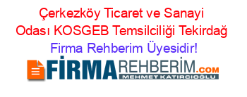 Çerkezköy+Ticaret+ve+Sanayi+Odası+KOSGEB+Temsilciliği+Tekirdağ Firma+Rehberim+Üyesidir!