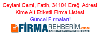 Ceylani+Cami,+Fatih,+34104+Ereğl+Adresi+Kime+Ait+Etiketli+Firma+Listesi Güncel+Firmaları!