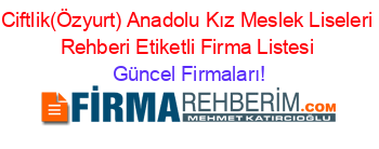 Ciftlik(Özyurt)+Anadolu+Kız+Meslek+Liseleri+Rehberi+Etiketli+Firma+Listesi Güncel+Firmaları!