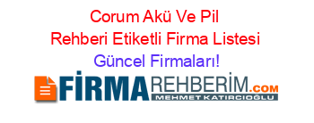 Corum+Akü+Ve+Pil+Rehberi+Etiketli+Firma+Listesi Güncel+Firmaları!