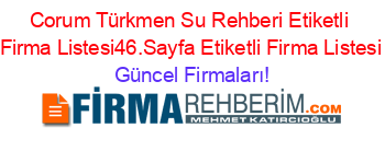 Corum+Türkmen+Su+Rehberi+Etiketli+Firma+Listesi46.Sayfa+Etiketli+Firma+Listesi Güncel+Firmaları!