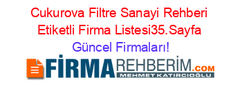 Cukurova+Filtre+Sanayi+Rehberi+Etiketli+Firma+Listesi35.Sayfa Güncel+Firmaları!