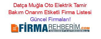 Datça+Muğla+Oto+Elektrik+Tamir+Bakım+Onarım+Etiketli+Firma+Listesi Güncel+Firmaları!