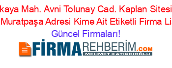 Demircikaya+Mah.+Avni+Tolunay+Cad.+Kaplan+Sitesi+B+Blok+42/A+Muratpaşa+Adresi+Kime+Ait+Etiketli+Firma+Listesi Güncel+Firmaları!