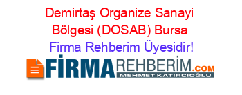 Demirtaş+Organize+Sanayi+Bölgesi+(DOSAB)+Bursa Firma+Rehberim+Üyesidir!