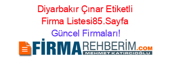 Diyarbakır+Çınar+Etiketli+Firma+Listesi85.Sayfa Güncel+Firmaları!