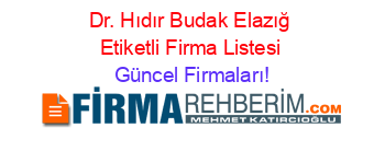 Dr.+Hıdır+Budak+Elazığ+Etiketli+Firma+Listesi Güncel+Firmaları!