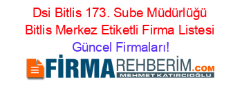 Dsi+Bitlis+173.+Sube+Müdürlüğü+Bitlis+Merkez+Etiketli+Firma+Listesi Güncel+Firmaları!