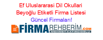 Ef+Uluslararasi+Dil+Okullari+Beyoğlu+Etiketli+Firma+Listesi Güncel+Firmaları!