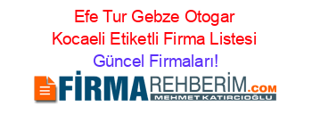 Efe+Tur+Gebze+Otogar+Kocaeli+Etiketli+Firma+Listesi Güncel+Firmaları!
