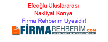 Efeoğlu+Uluslararası+Nakliyat+Konya Firma+Rehberim+Üyesidir!