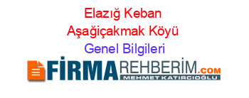 Elazığ+Keban+Aşağiçakmak+Köyü Genel+Bilgileri