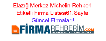 Elazığ+Merkez+Michelin+Rehberi+Etiketli+Firma+Listesi61.Sayfa Güncel+Firmaları!