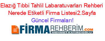 Elazığ+Tıbbi+Tahlil+Labaratuvarları+Rehberi+Nerede+Etiketli+Firma+Listesi2.Sayfa Güncel+Firmaları!