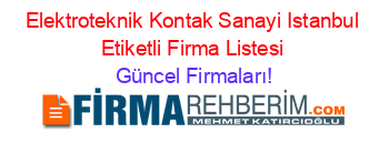Elektroteknik+Kontak+Sanayi+Istanbul+Etiketli+Firma+Listesi Güncel+Firmaları!