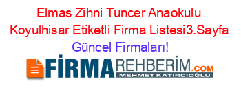 Elmas+Zihni+Tuncer+Anaokulu+Koyulhisar+Etiketli+Firma+Listesi3.Sayfa Güncel+Firmaları!
