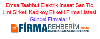 Emsa+Taahhut+Elektrik+Insaat+San+Tic+Lmt+Sirketi+Kadikoy+Etiketli+Firma+Listesi Güncel+Firmaları!