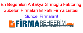 En+Beğenilen+Antakya+Sirinoğlu+Faktoring+Subeleri+Firmaları+Etiketli+Firma+Listesi Güncel+Firmaları!