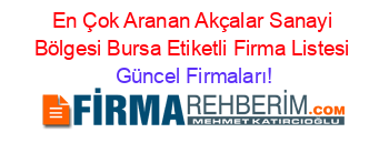 En+Çok+Aranan+Akçalar+Sanayi+Bölgesi+Bursa+Etiketli+Firma+Listesi Güncel+Firmaları!