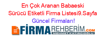 En+Çok+Aranan+Babaeski+Sürücü+Etiketli+Firma+Listesi9.Sayfa Güncel+Firmaları!