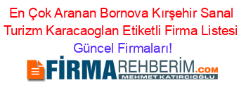 En+Çok+Aranan+Bornova+Kırşehir+Sanal+Turizm+Karacaoglan+Etiketli+Firma+Listesi Güncel+Firmaları!