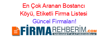 En+Çok+Aranan+Bostancı+Köyü,+Etiketli+Firma+Listesi Güncel+Firmaları!
