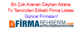 En+Çok+Aranan+Ceyhan+Adana+Tır+Tamircileri+Etiketli+Firma+Listesi Güncel+Firmaları!