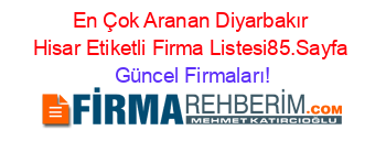 En+Çok+Aranan+Diyarbakır+Hisar+Etiketli+Firma+Listesi85.Sayfa Güncel+Firmaları!