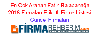 En+Çok+Aranan+Fatih+Balabanağa+2018+Firmaları+Etiketli+Firma+Listesi Güncel+Firmaları!