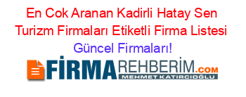 En+Cok+Aranan+Kadirli+Hatay+Sen+Turizm+Firmaları+Etiketli+Firma+Listesi Güncel+Firmaları!